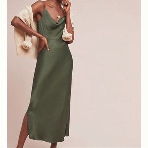 Anthropologie Moss Green Slip Dress - Worn Once